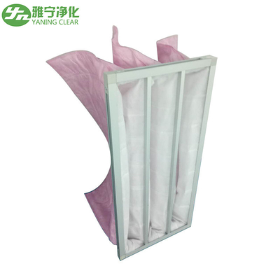 Rosa Filtergehäuse-/Taschen-Aluminiumlegierungs-Material-Medium-Leistungsfähigkeit Polyester F7 Hvac Hepa