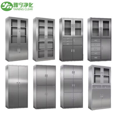 Medizinschrank aus Edelstahl 304 mit eingelassenem gehärtetem Glasfenster und feuchtigkeitsbeständigem Design für Gesundheitseinrichtungen